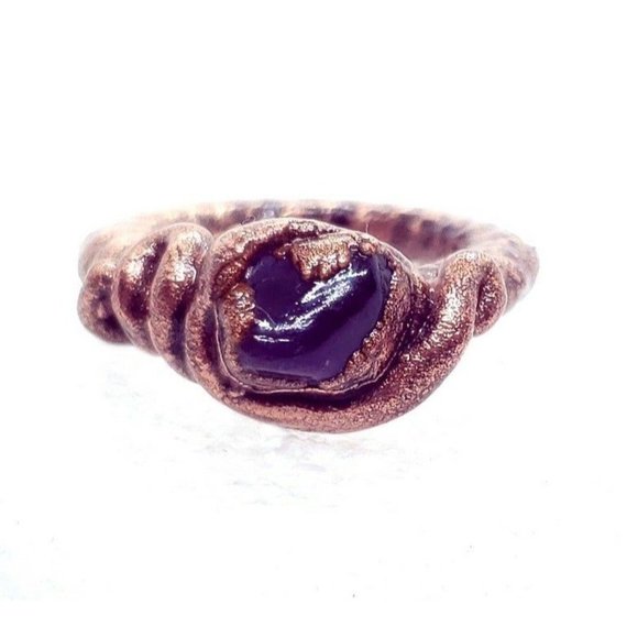 Purple fluorite crystal ring handmade size 4 - Picture 3 of 12